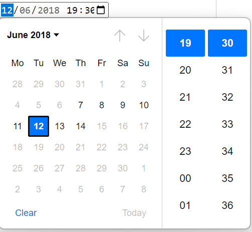 A datetime-local field showing the additional method for inputting the time